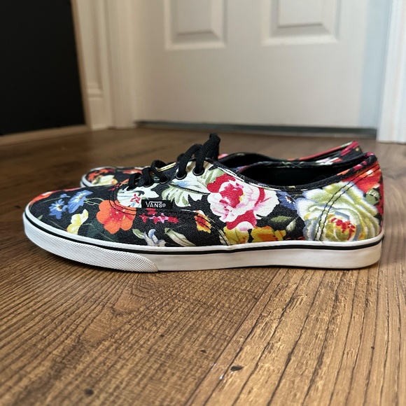 Vans Red Blue Green Black Floral Shoes - Picture 3 of 9
